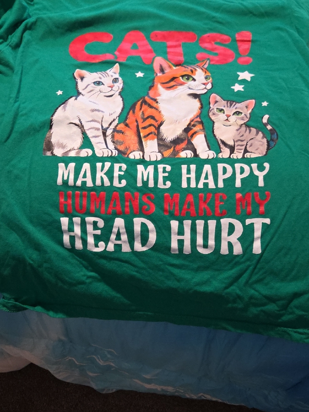 Cats Make Me Happy Graphic Cat T-Shirt - Green
